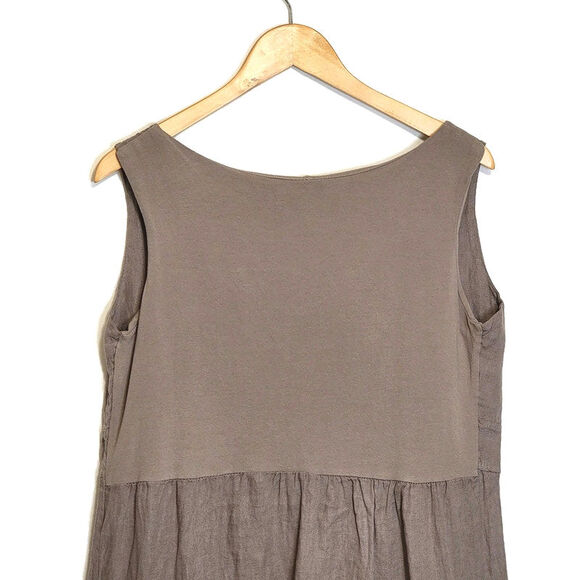 Couleur Lin Made In Italy Linen Scoop Neck Sleeveless Summer Dress Plus Size 16 - Picture 6 of 10